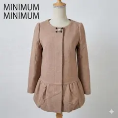 MINIMUM MINIMUM ノーカラーAラインコート ブローチ付 ウール 2のサムネイル