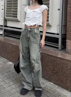 美品　EMODA カーゴベルトルーズジーンズ Sのサムネイル