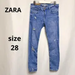 ザラ / デニム ストレッチ スキニー ダメージ加工 ジーンズ ブルー 28