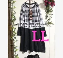 6048新品⭐️LL＊チェック柄切替が可愛い楽ちんワンピース大きいサイズ