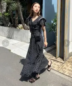 新品♡Andrea&Co♡ドットベルテッドシャツワンピース - メルカリ