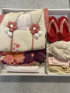 七五三3歳用　花柄着物と浴衣セット