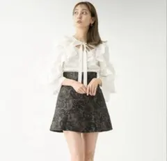 snidel ミニスカート 黒 花柄 レース