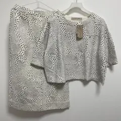 NATIVE WORKS セットアップ ドット ホワイト×ブラック フリーサイズ