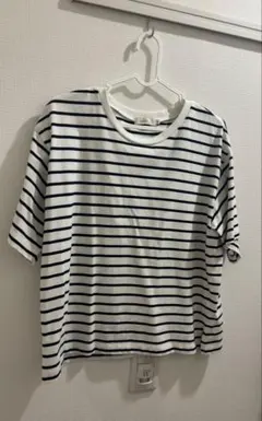 earth music&ecology半袖Tシャツ ホワイト/ネイビー