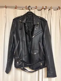LIORAFIRST メンズ ダブルライダースジャケット ブラックLeather