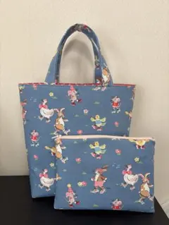 【ポーチセット】キャスキッドソン　トートバッグ　ハンドメイド　Dカン付き