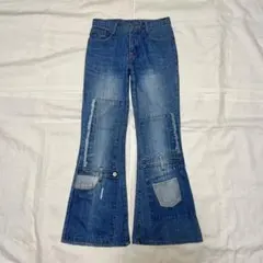 90s vintage フレアデニム ベルボトム リメイク Y2K グランジ