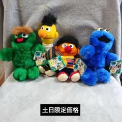 【当時物】非売品 セサミストリート ぬいぐるみ 4体セット　紙タグ付きのサムネイル