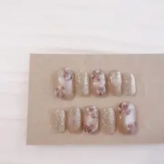 現品　ネイルチップ　フラッシュ　マグネット　ニュアンス　フラワー