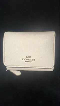 【美品✨】COACH 三つ折り財布 ホワイト レザー コンパクトウォレット