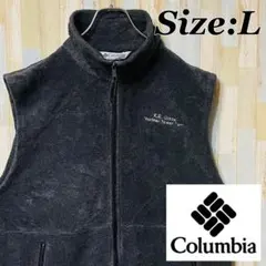 Columbia コロンビア フリース ベスト グレー 企業 ロゴ