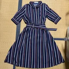 美品セシルマクビー　ストライプシャツワンピース　M