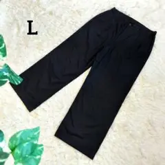 大きめ ワイドパンツ タックパンツ オフィス ブラック ゆったり Lサイズ 秋冬