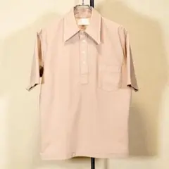 70s タウンクラフト JCPenney 半袖ニットポロシャツ トープ Lのサムネイル