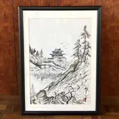 一点物】水墨画 風景画 美術品 日本画 山水画 雪景色 冬 - メルカリ