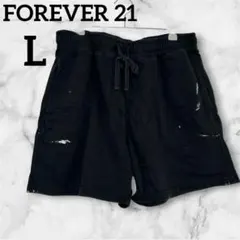 赤字覚悟✨FOREVER 21 【L】　ショートパンツ 黒　ポケット付　裏起毛