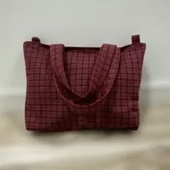 タータンチェック柄ハンドバッグ素人ハンドメイド