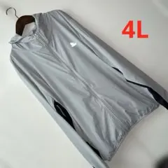 訳あり4Lサイズメンズ胸反射プリントストレッチパーカージャケットライトグレー