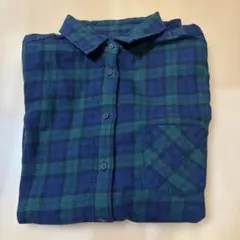 UNIQLO 緑×ネイビーのタータンチェック柄 長袖シャツ Lサイズ