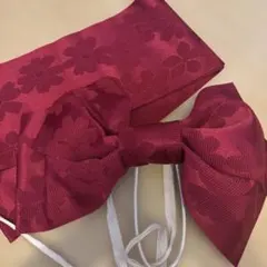 最終値下げ！深紅 花柄 帯留め サテン