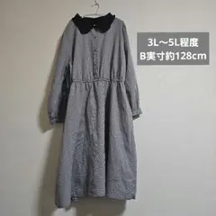 大きいサイズ チェック柄 ロングワンピース 3L 4L 5L