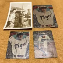 大阪タイガース 御園生宗男投手　プロ野球ミニカード 昭和レトロ 4枚セットのサムネイル