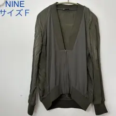 流行中★NINE ナイン　シースルージップカーディガン　カーキのサムネイル