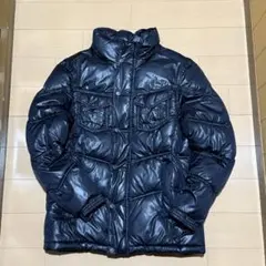 ダウン 短丈 ベスト　Y2K グランジ　お兄系　黒 テカテカ 平成 レザー 肉厚