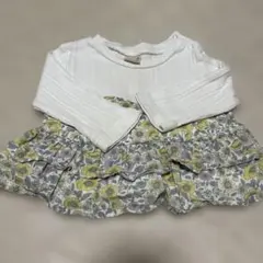 petit main 花柄フリル付きトップス 90