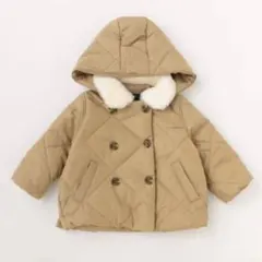 petit main ベージュ　バックフリル中綿ジャケット　120