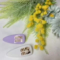 ♡結婚式♡ヘアピン♡ヘアクリップ♡パープル♡白♡髪留め♡バレッタ♡パステル♡