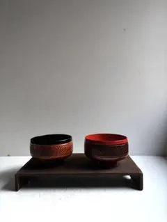 672 美術漆器 秀作 夫婦椀 赤と黒 民芸 工芸 美品 正月準備 雑煮椀