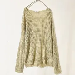 CLEA クレア ニット プルオーバー F ベージュ 透かし編み メッシュ 長袖のサムネイル