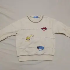 110裏起毛ファミリア車とショベルカー刺繍トレーナー