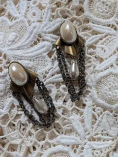 ヴィンテージ パール チェーン イヤリング