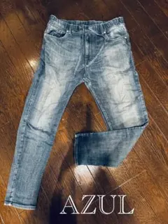 AZUL by moussy スリムフィットデニム　ジャージー生地　インディゴ