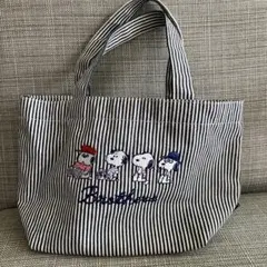 PEANUTS スヌーピー トートバッグ ストライプ 刺繍のサムネイル