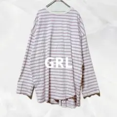 c682 GRLグレイル　ボーダー長袖ビッグTシャツ　オーバーサイズ　カジュアル