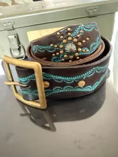 HTC スタッツベルト ターコイズ刺繍柄　 サイズ36のサムネイル