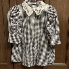OLIVE des OLIVE ギンガムチェック ブラウス レース襟