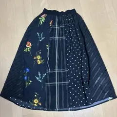 シフォン素材フレアスカート 花柄 チェック ドットのサムネイル