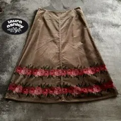 LAURA ASHLEY フラワープリント ロングスカート 15号　別珍