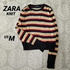 ZARA ストライプニット US M　ボーダー　マルチカラー　長袖
