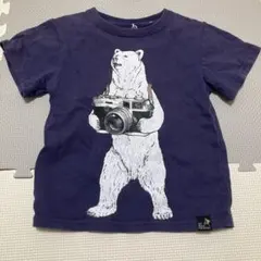 クマ カメラ Tシャツ 紺100cm go slow caravan