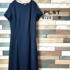 【PLST】【Aライン】 ネイビー 半袖ワンピース S きれい系　仕事