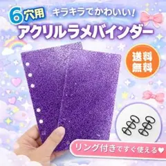 【パープル】アクリル ラメ バインダー 6穴 A6サイズ ファイル シール帳