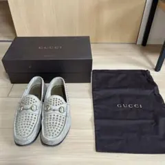 現行✨ GUCCI GG柄 ホースビット スエード フラットシューズ 37.5