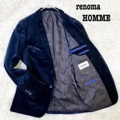 【美品】renoma HOMMEテーラードジャケット シングル ベロア 光沢 L
