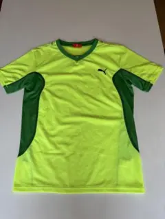 Puma 半袖シャツ蛍光イエロー グリーン Tシャツ メンズMサッカーフットサル